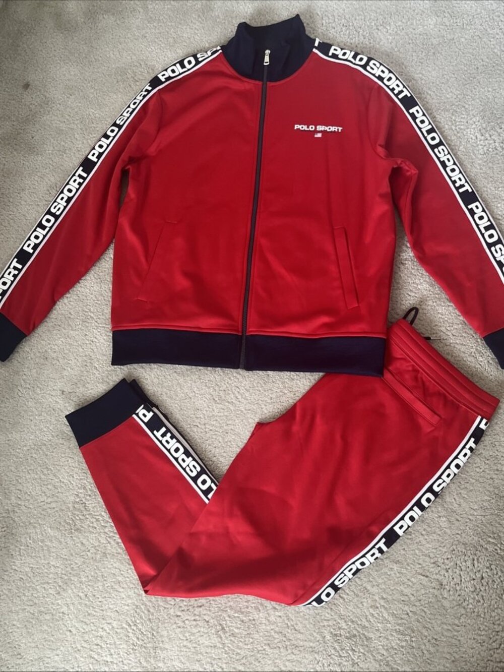 Polo Sport Ralph Lauren Men Tracksuit Matching Set RL Vintage Red Blue Large V